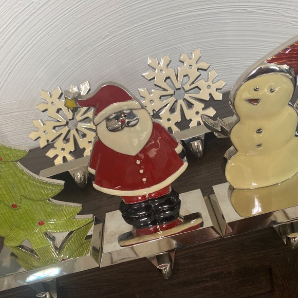 5 Vintage Stocking holders heavy duty enamel chrome Christmas Santa tree snow - Picture 3 of 11